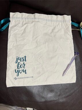 Just For You Drawstring Gift Bag - White with Teal Script